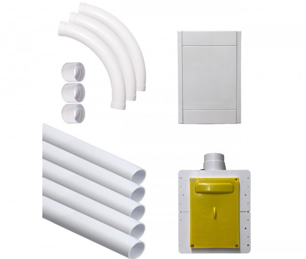 Montážní sada pro hadice ve zdi - kompletní zásuvka a trubní rozvod